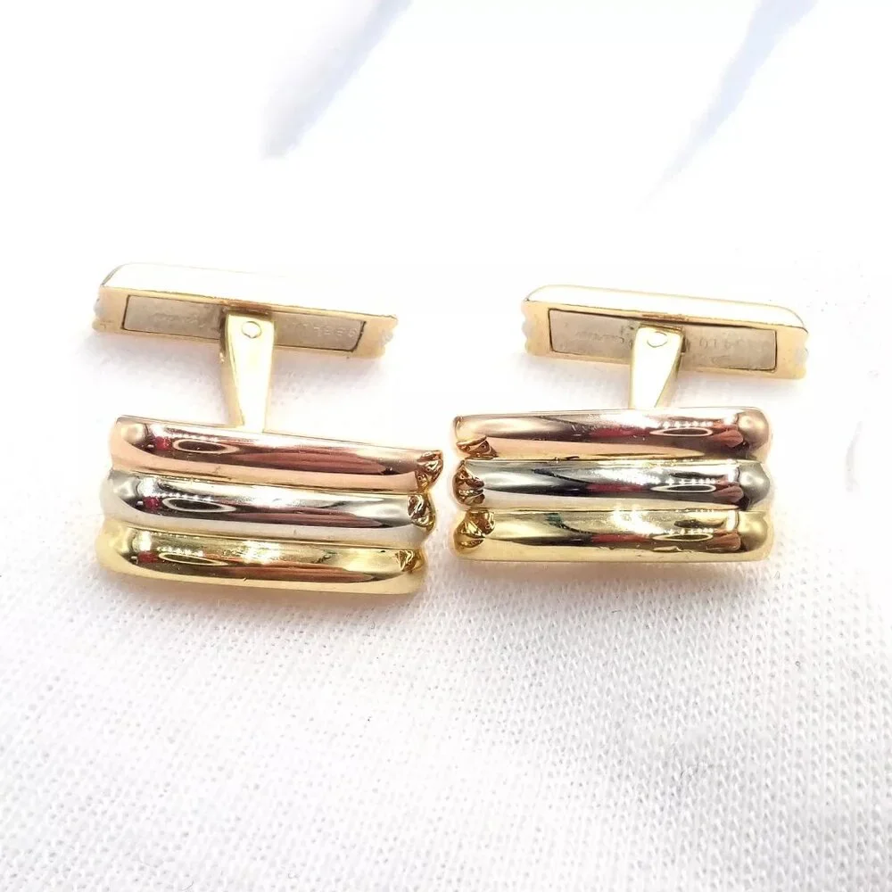 Rare! Vintage Authentic Cartier Trinity 18k Tri-Color Gold Cufflinks